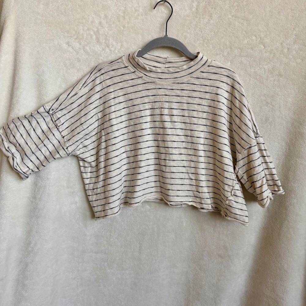 By Together Cropped Boxy Striped Top Oversized Dolman Sleeve Sz Small S